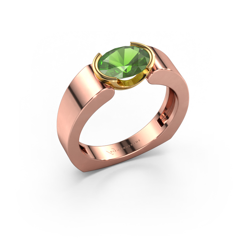 Image of Ring Tonya 585 rose gold Tourmaline green 8x6 mm