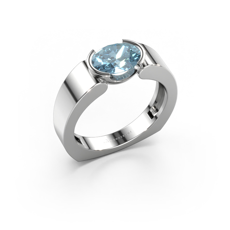 Bild von Ring Tonya 950 Platin Blauer Labordiamant 8x6 mm