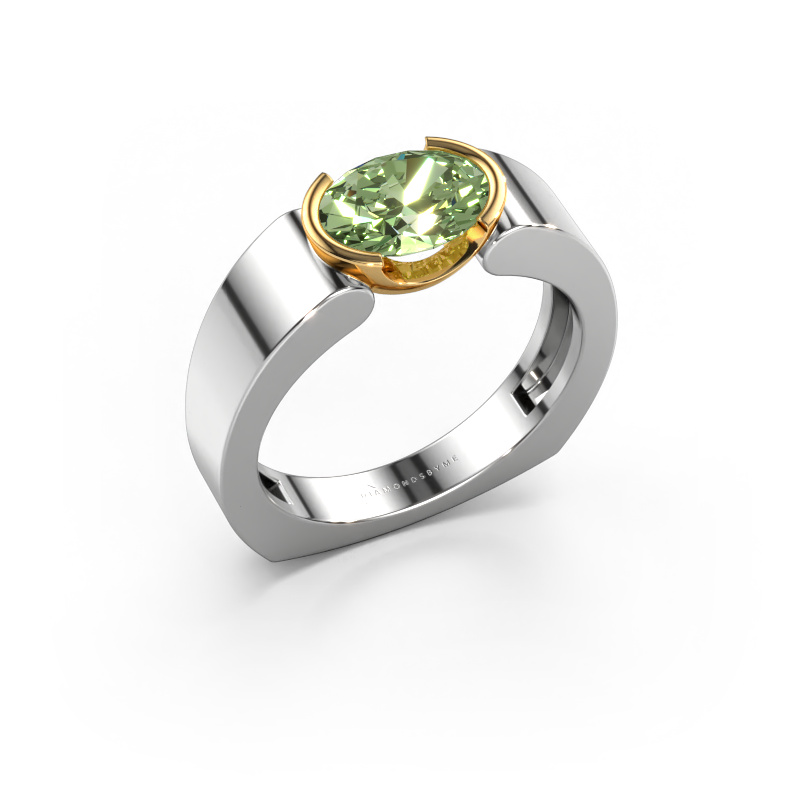 Bild von Ring Tonya 585 Weißgold Grüner Labor-Diamant 8x6 mm