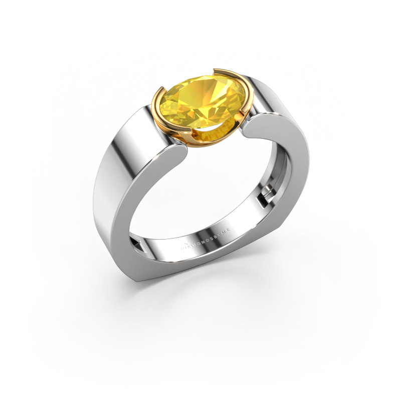 Image of Ring Tonya 585 white gold Yellow sapphire 8x6 mm