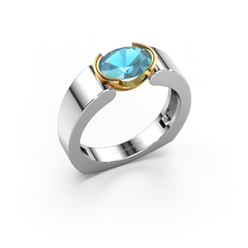 Image of Ring Tonya 585 white gold Blue topaz 8x6 mm