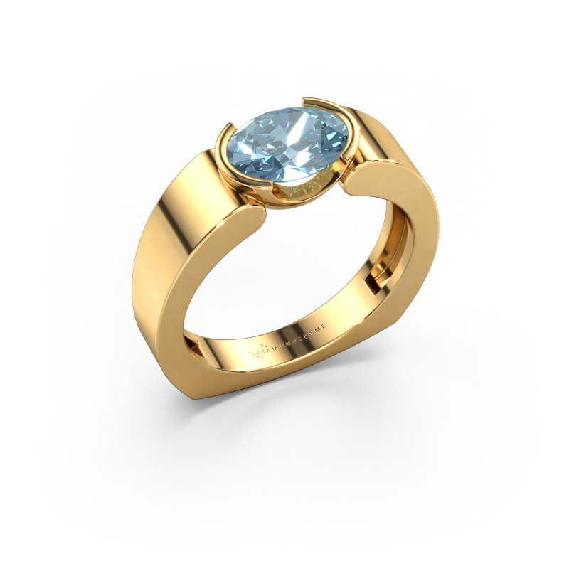 Image of Ring Tonya 585 gold Blue lab grown diamond 8x6 mm