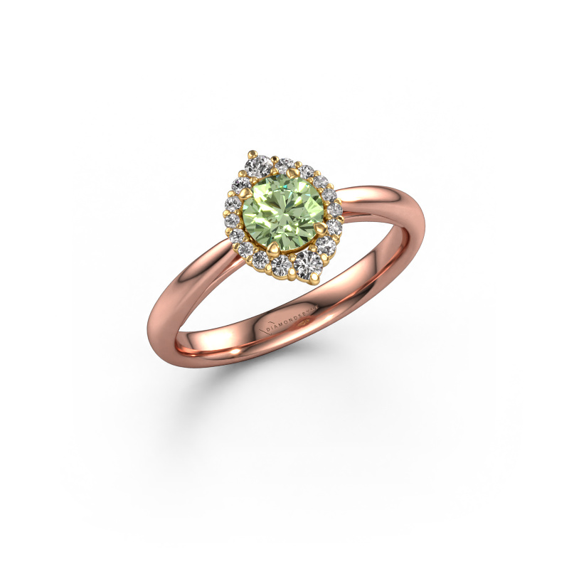 Image of Engagement ring Tora 585 rose gold Green lab grown diamond 5 mm