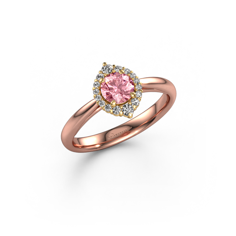 Image of Engagement ring Tora 585 rose gold Pink lab grown diamond 5 mm