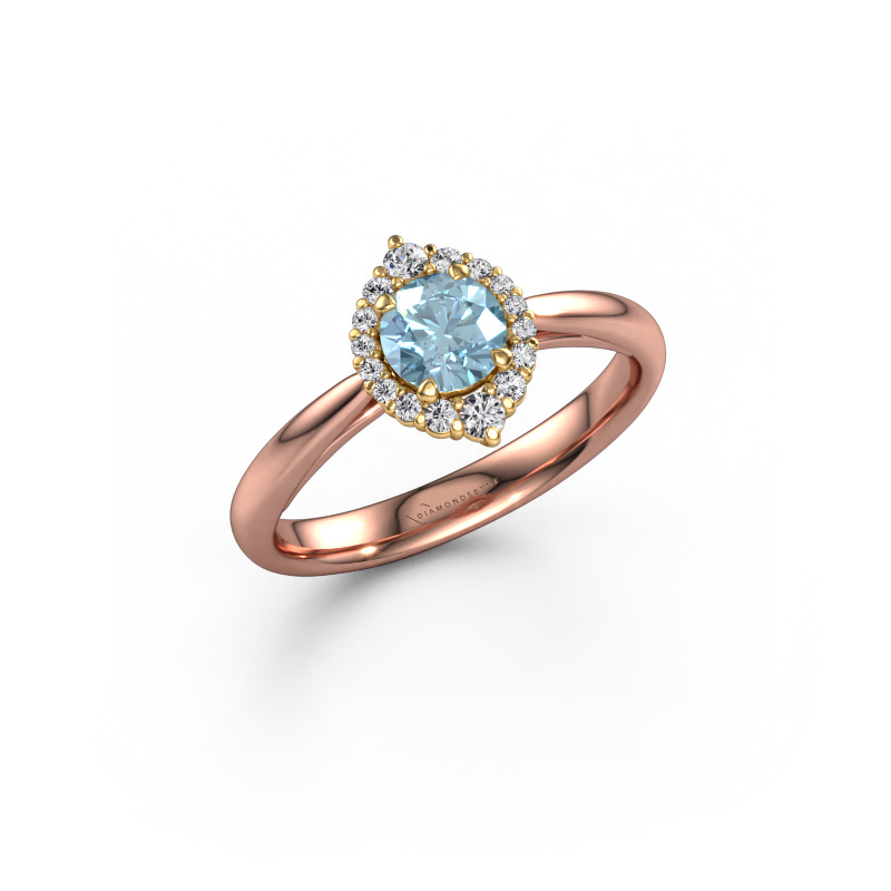 Image of Engagement ring Tora 585 rose gold Blue lab grown diamond 5 mm