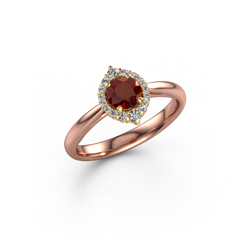 Image de Bague de fiançailles Tora 585 or rose Grenat 5 mm