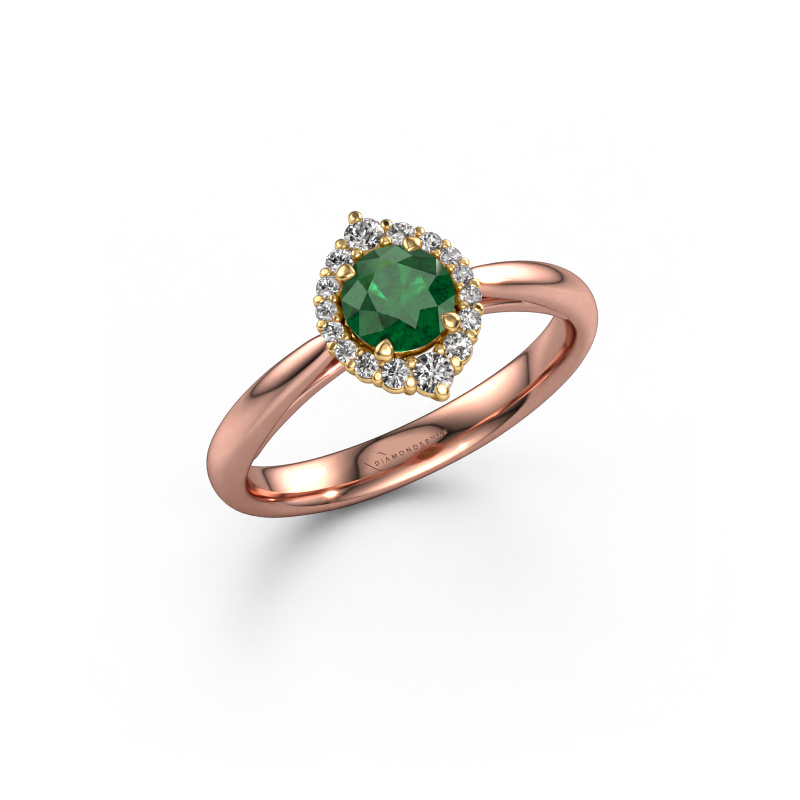 Image of Engagement ring Tora 585 rose gold Emerald 5 mm