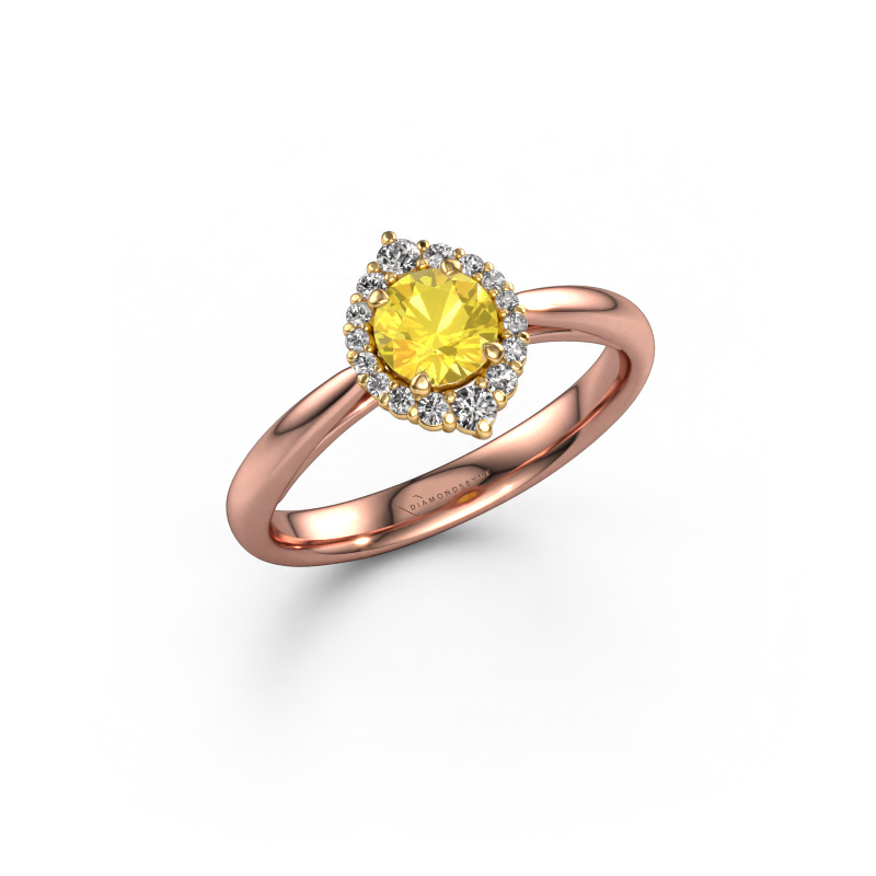 Image of Engagement ring Tora 585 rose gold Yellow sapphire 5 mm