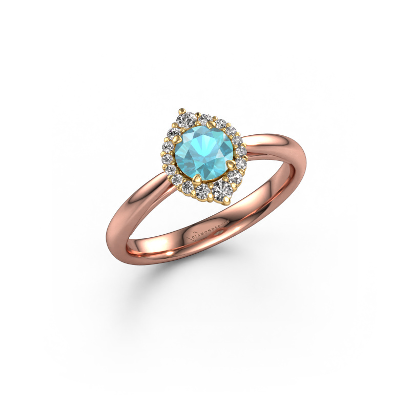 Image of Engagement ring Tora 585 rose gold Blue topaz 5 mm