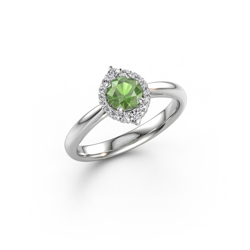 Immagine di Anello di fidanzamento Tora 585 oro bianco Tormalina verde 5 mm