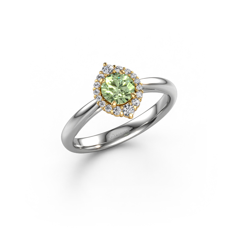 Image of Engagement ring Tora 585 white gold Green lab grown diamond 5 mm