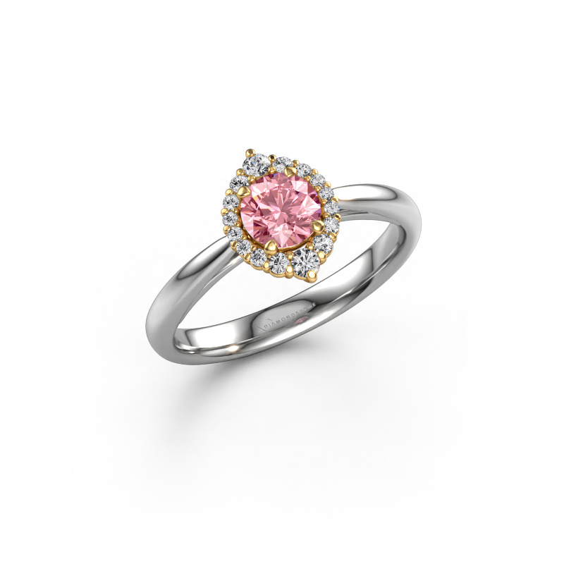 Image of Engagement ring Tora 585 white gold Pink lab grown diamond 5 mm
