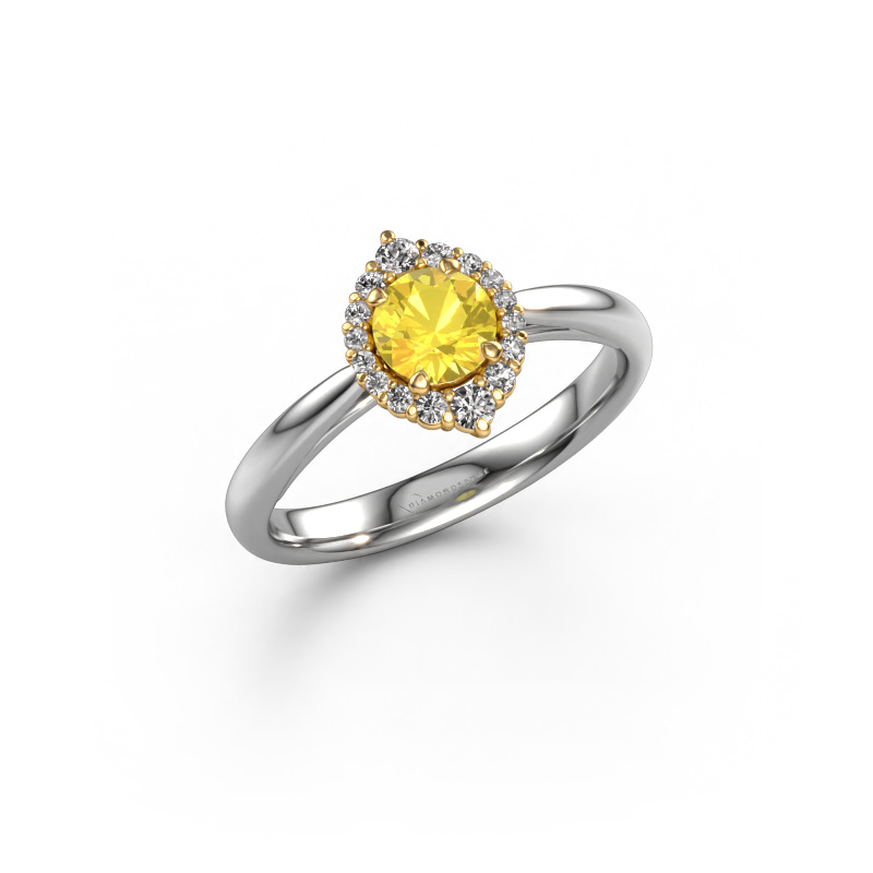 Image of Engagement ring Tora 585 white gold Yellow sapphire 5 mm
