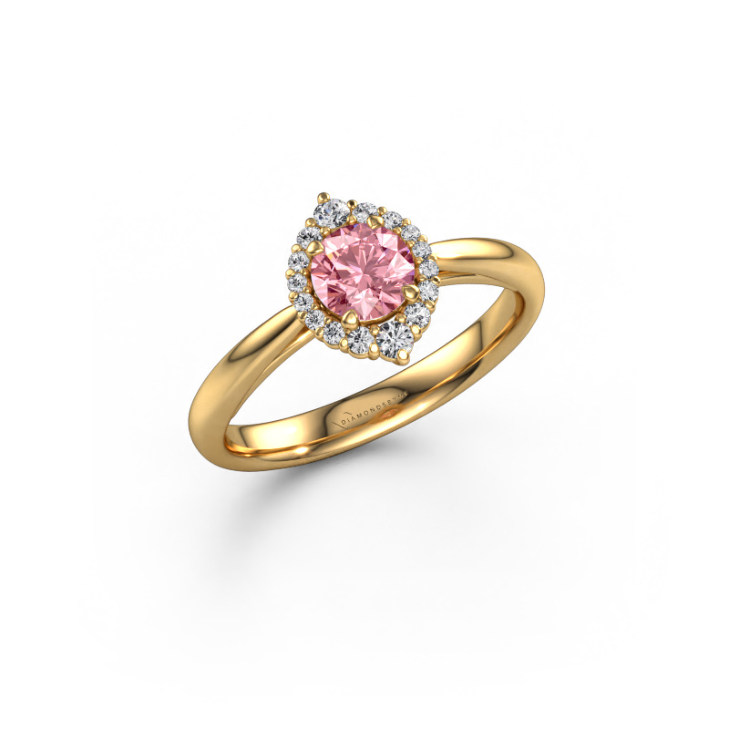 Image of Engagement ring Tora 585 gold Pink lab grown diamond 5 mm