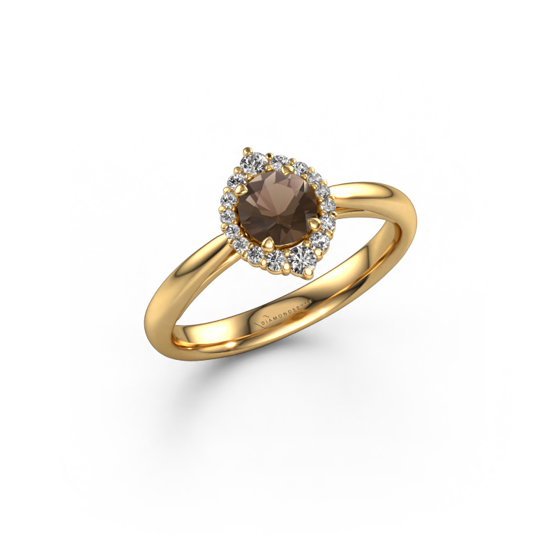 Image of Engagement ring Tora 585 gold Smokey quartz 5 mm