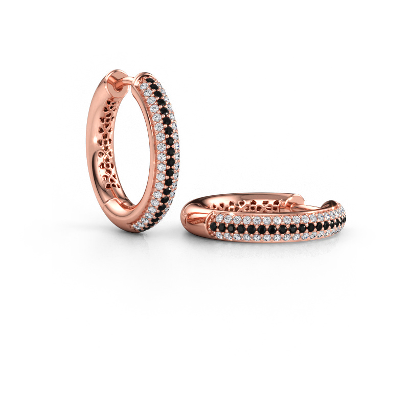 Immagine di Orecchini a cerchio Tristan B 19 mm 585 oro rosa Diamante nero 0.62 crt