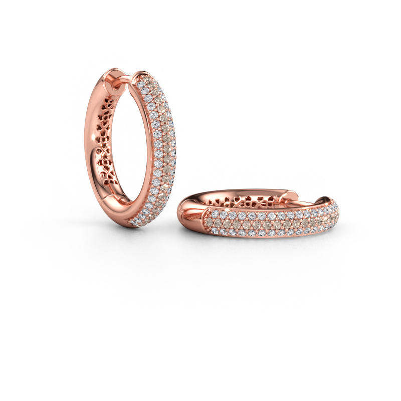 Immagine di Orecchini a cerchio Tristan B 19 mm 585 oro rosa Diamante marrone 0.58 crt