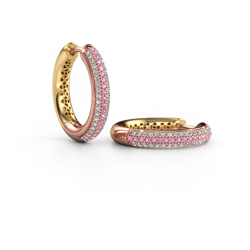 Image of Hoop earrings Tristan B 19 mm 585 rose gold Pink sapphire 1 mm