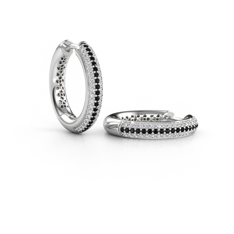 Immagine di Orecchini a cerchio Tristan B 19 mm 585 oro bianco Diamante nero 0.62 crt