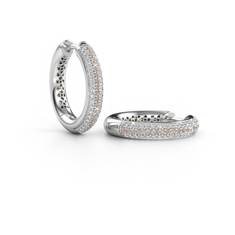 Immagine di Orecchini a cerchio Tristan B 19 mm 585 oro bianco Diamante marrone 0.58 crt