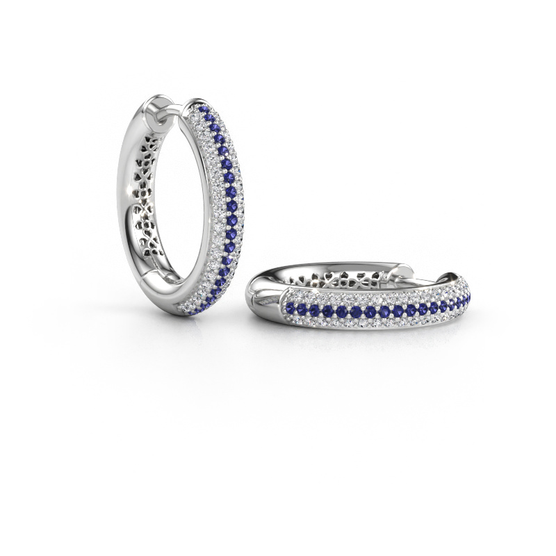 Immagine di Orecchini a cerchio Tristan B 19 mm 585 oro bianco Zaffiro 1 mm