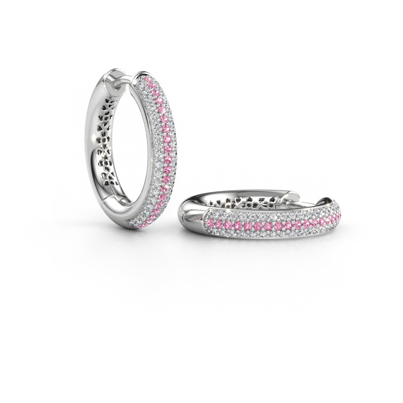 Immagine di Orecchini a cerchio Tristan B 19 mm 585 oro bianco Zaffiro rosa 1 mm