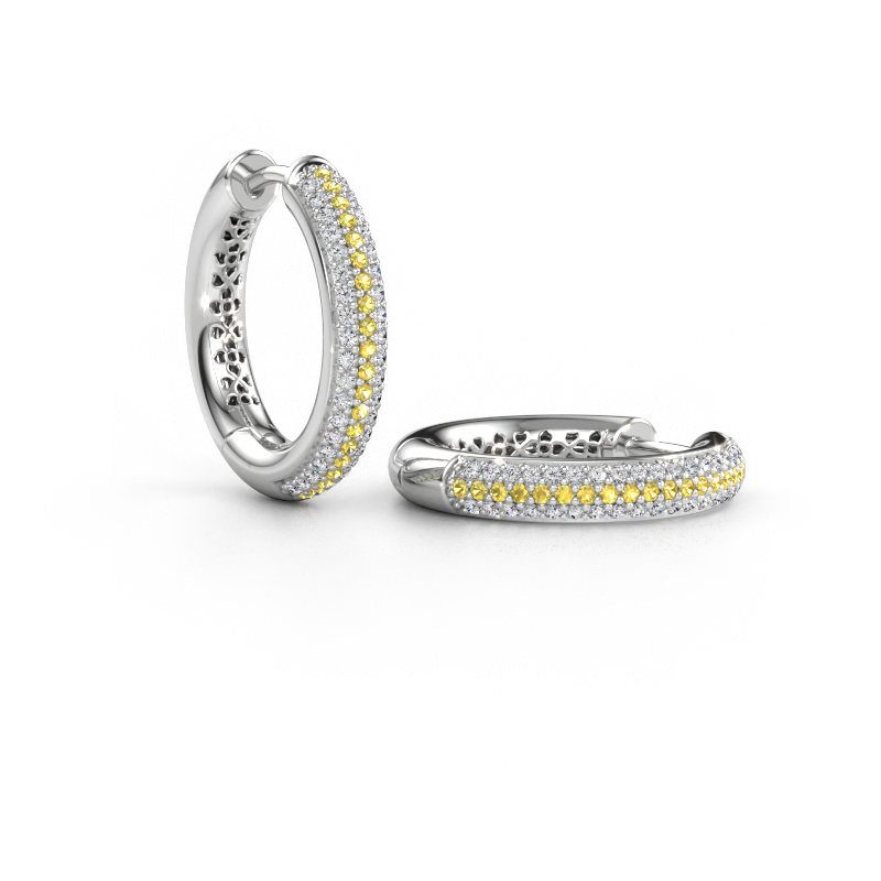 Immagine di Orecchini a cerchio Tristan B 19 mm 585 oro bianco Zaffiro giallo 1 mm