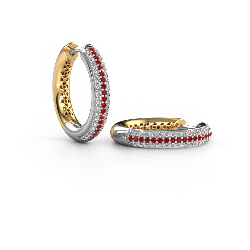 Image of Hoop earrings Tristan B 19 mm 585 white gold Ruby 1 mm