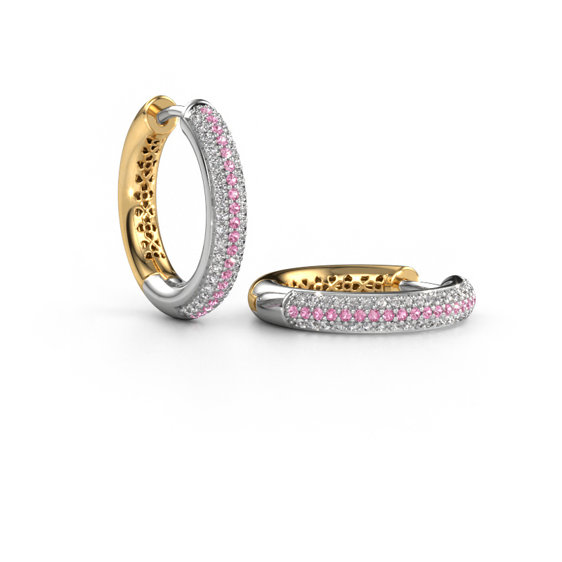 Image of Hoop earrings Tristan B 19 mm 585 white gold Pink sapphire 1 mm