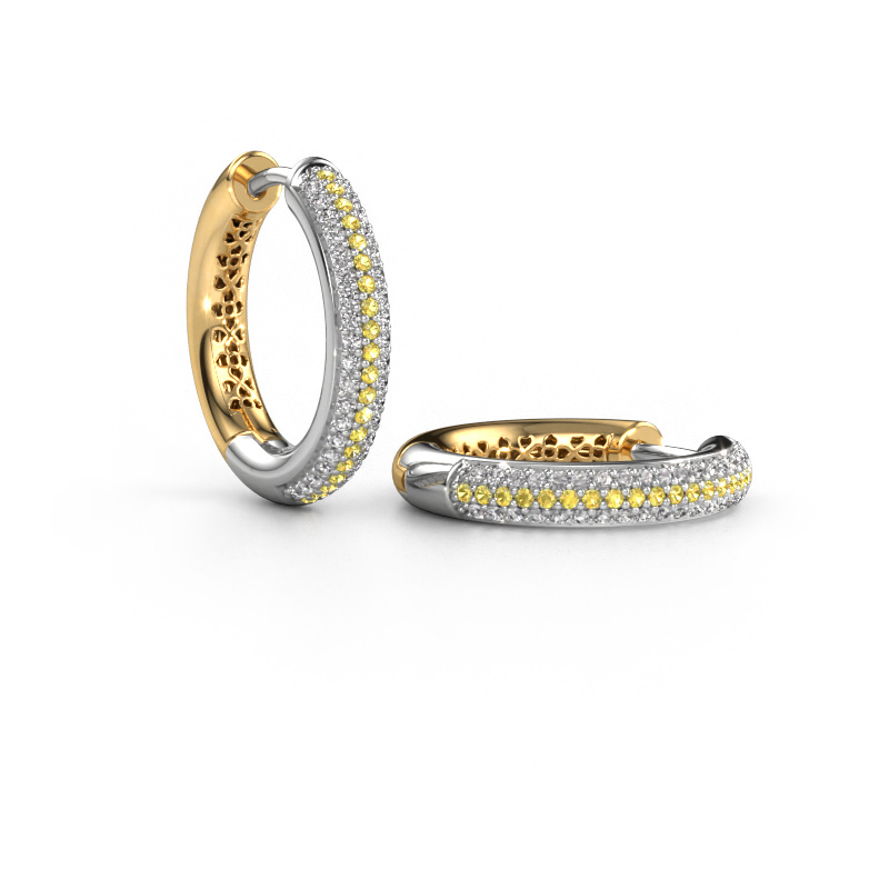 Image of Hoop earrings Tristan B 19 mm 585 white gold Yellow sapphire 1 mm