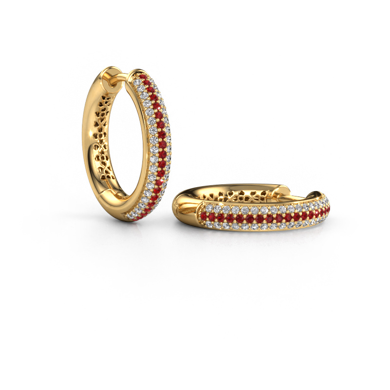 Image of Hoop earrings Tristan B 19 mm 585 gold Ruby 1 mm
