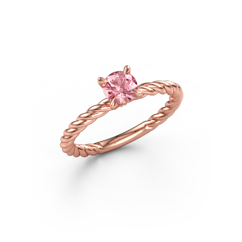Image of Engagement ring Twanna 585 rose gold Pink lab grown diamond 5 mm