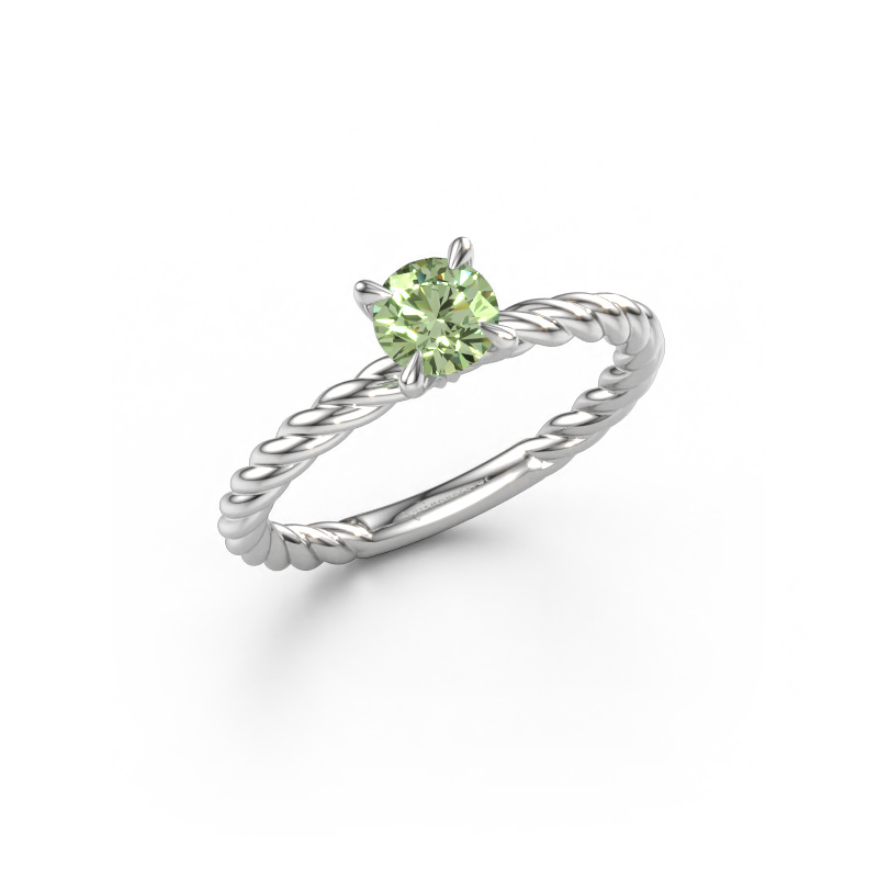 Immagine di Anello di fidanzamento Twanna 585 oro bianco Diamante lab grown verde 5 mm