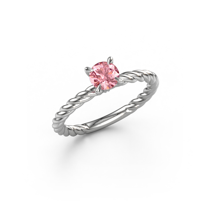 Image of Engagement ring Twanna 950 platinum Pink lab grown diamond 5 mm