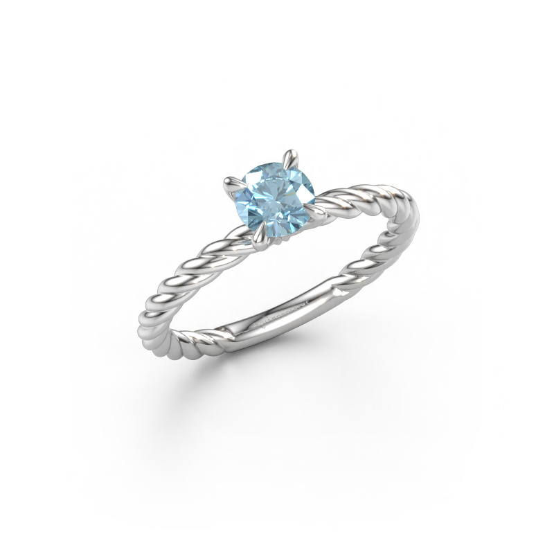 Immagine di Anello di fidanzamento Twanna 950 platino Diamante lab grown blu 5 mm