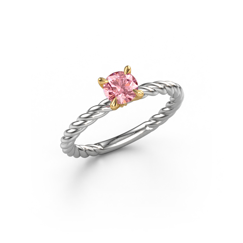 Image of Engagement ring Twanna 585 white gold Pink lab grown diamond 5 mm