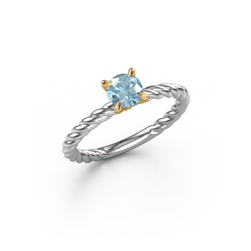 Image of Engagement ring Twanna 585 white gold Blue lab grown diamond 5 mm