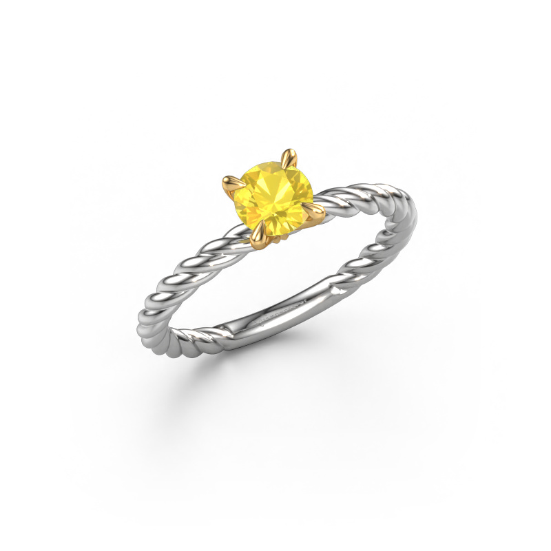Image de Bague de fiançailles Twanna 585 or blanc Saphir jaune 5 mm