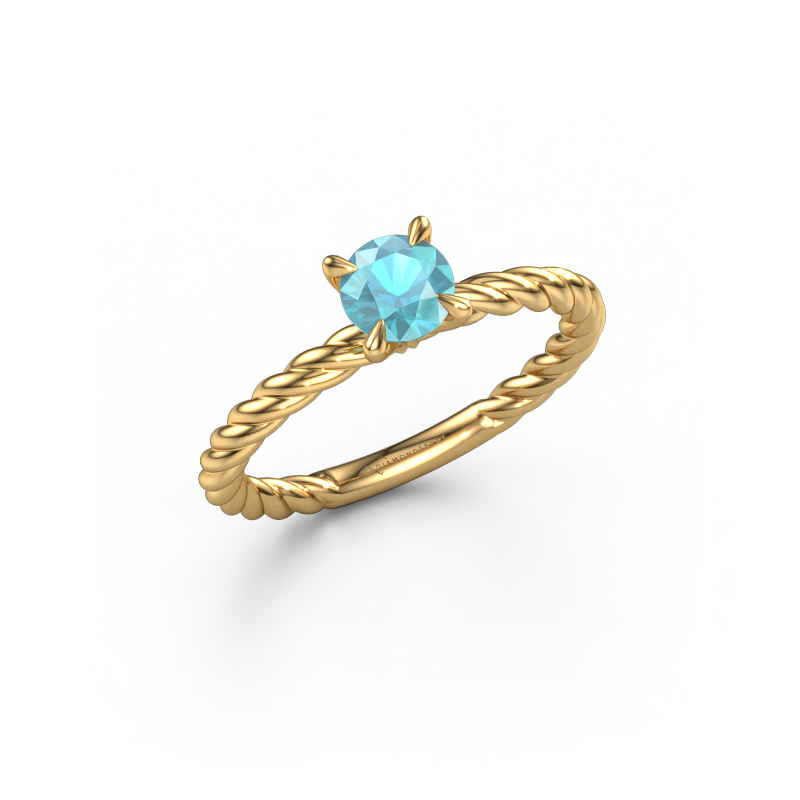 Image de Bague de fiançailles Twanna 585 or jaune Topaze bleue 5 mm