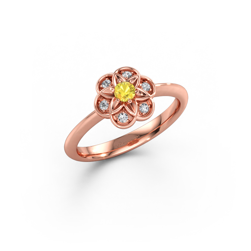 Immagine di Anello Uma 585 oro rosa Zaffiro giallo 3 mm