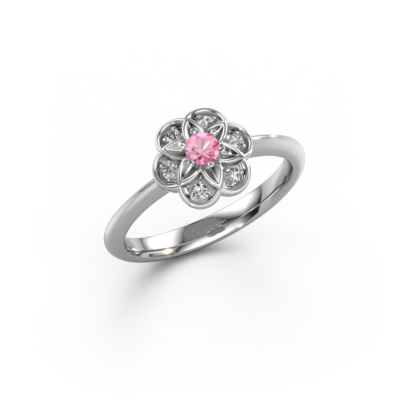 Afbeelding van Ring Uma 585 witgoud Roze saffier 3 mm