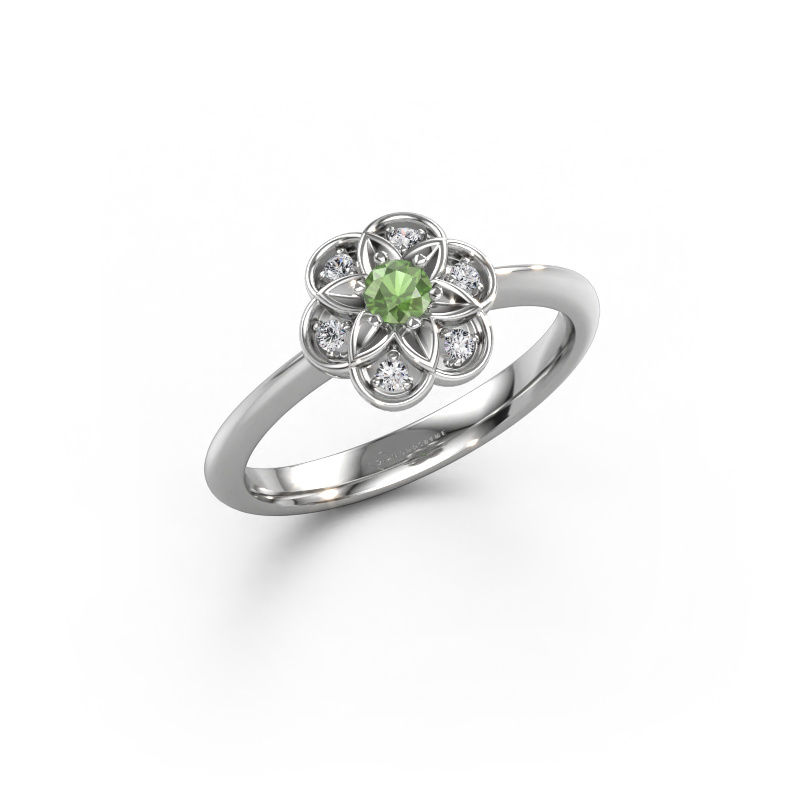 Image de Bague Uma 585 or blanc Vert tourmaline 3 mm