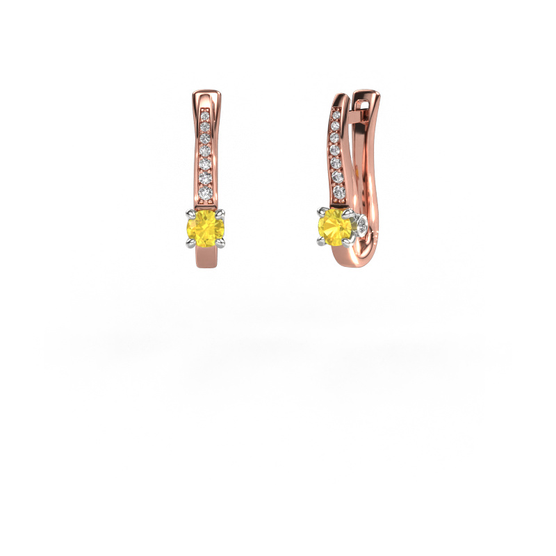 Image of Earrings Valorie 585 rose gold Yellow sapphire 4 mm