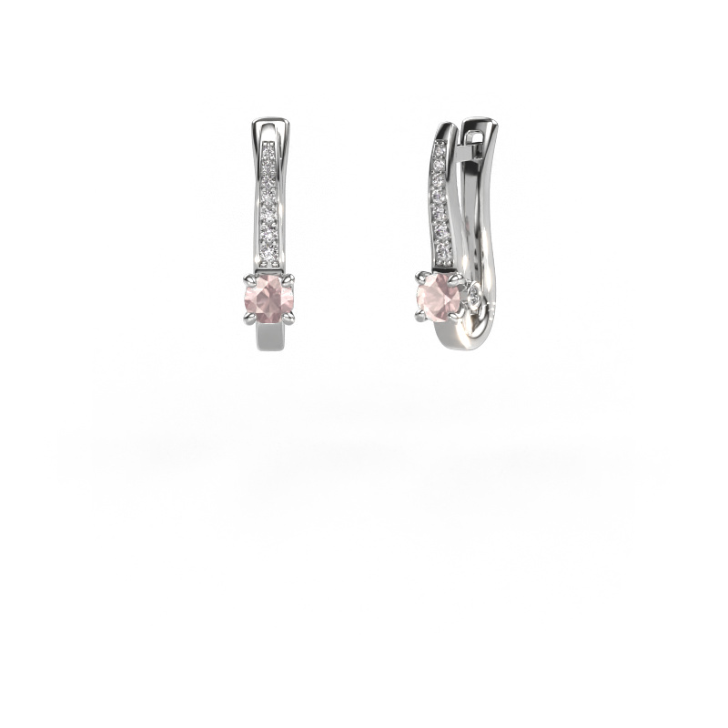 Image of Earrings Valorie 585 white gold Morganite champagne 4 mm
