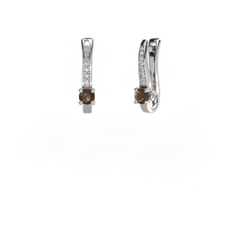 Image of Earrings Valorie 585 white gold Smokey quartz 4 mm