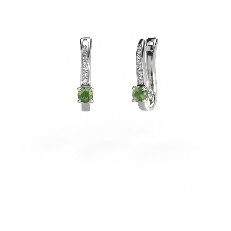 Image de Boucles d'oreilles Valorie 585 or blanc Vert tourmaline 4 mm