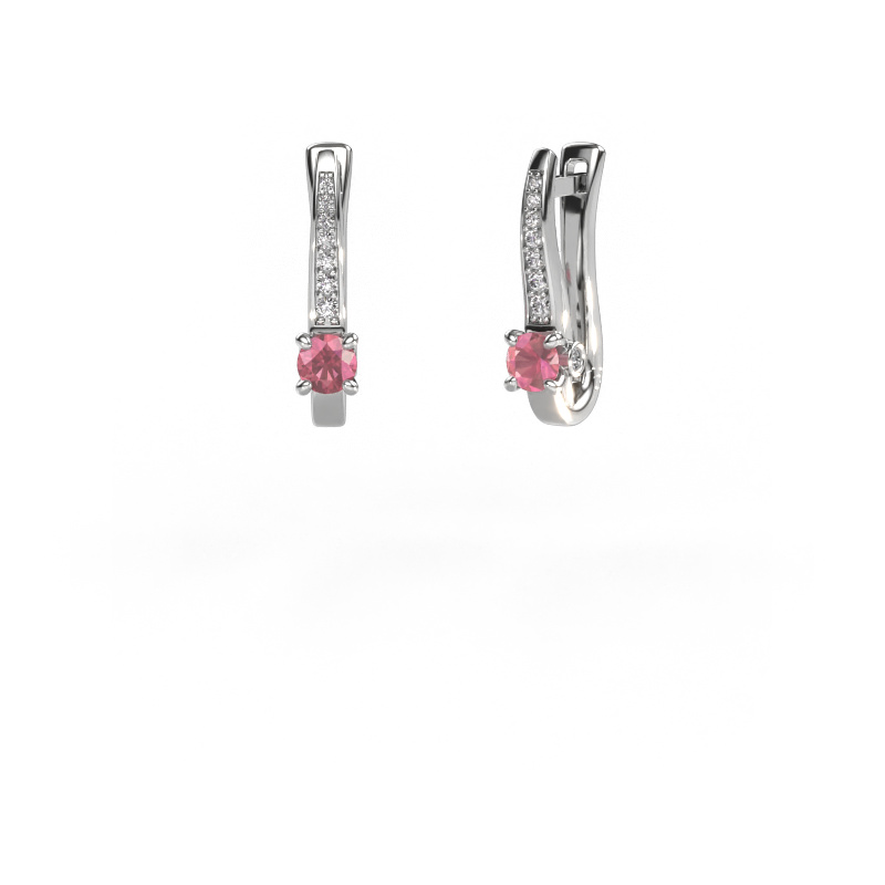 Image de Boucles d'oreilles Valorie 585 or blanc Rose tourmaline 4 mm