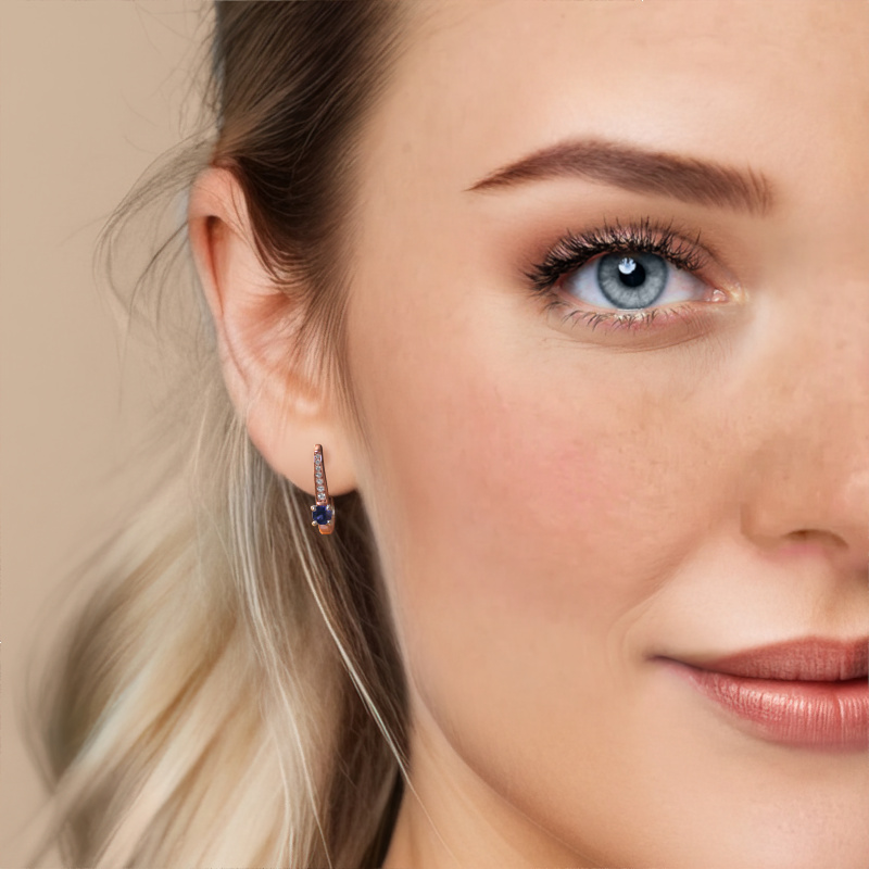 Image of Earrings Valorie 585 rose gold Sapphire 4 mm