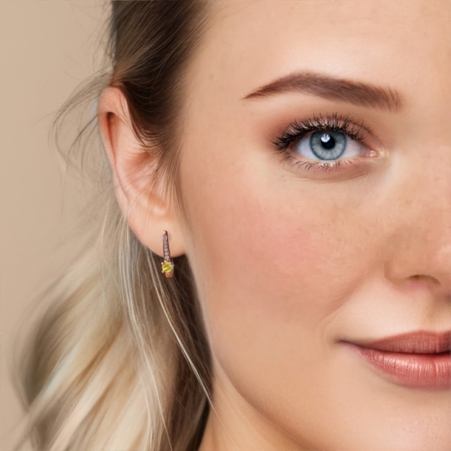 Image of Earrings Valorie 585 rose gold Yellow sapphire 4 mm