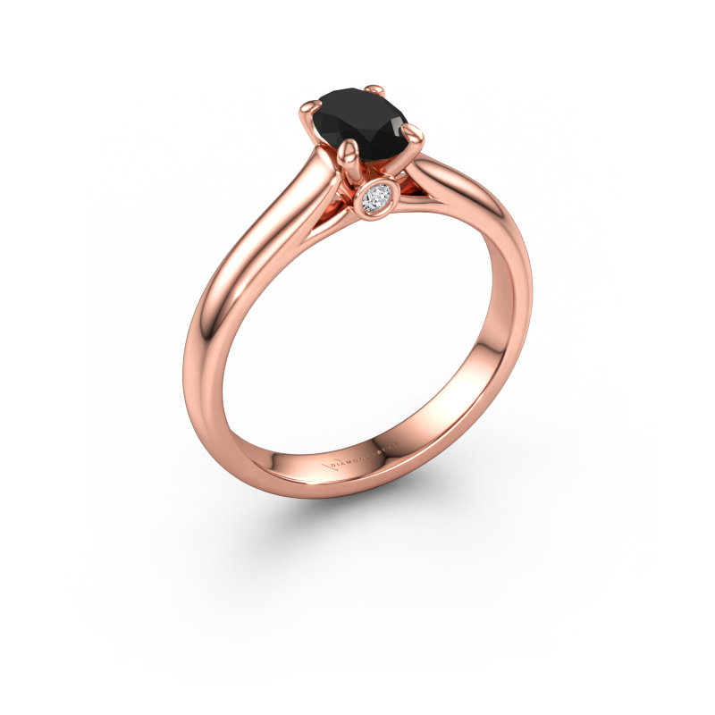 Immagine di Anello di fidanzamento Valorie ovl 1 585 oro rosa Diamante nero 0.82 crt